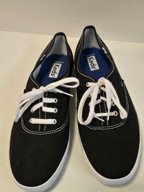 Keds Women's Champion Canvas Lace-Up Sneakers — Black/White